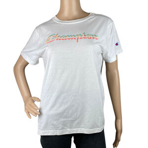 New Champion Women's White Crew Neck Short Sleeve Graphic Tee Size S